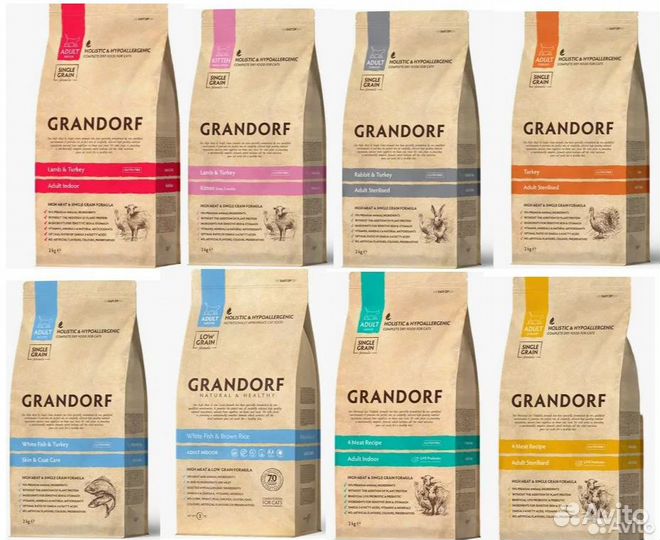 Корм Grandorf для кошек 2 кг разные вкусы