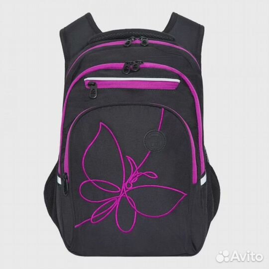 Рюкзак школьный RG-161-2 (3 черный - сиреневый)