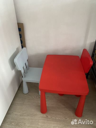 Стол и два стула маммут икеа