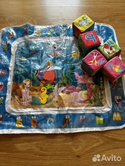 Развивающий коврик, водный коврик и мягкие кубики