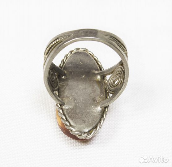 Кольцо Янтарь, скань, размер 18,5 (7)