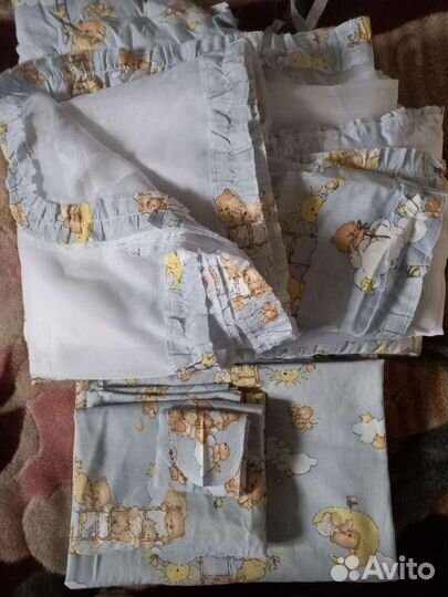 Балдахин,бортики, простынь, пододеяльник и бант