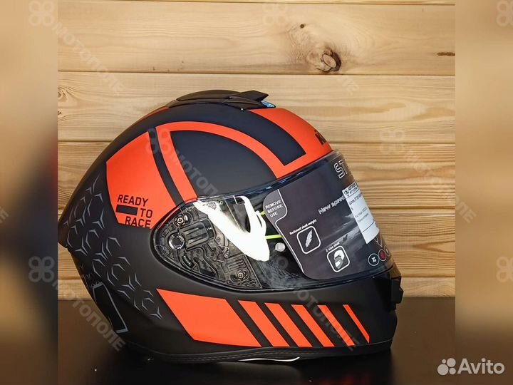 Шлем, ST 501 helmet, чёрно-оранжевый
