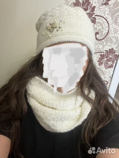 Комплект шапка и снуд женский