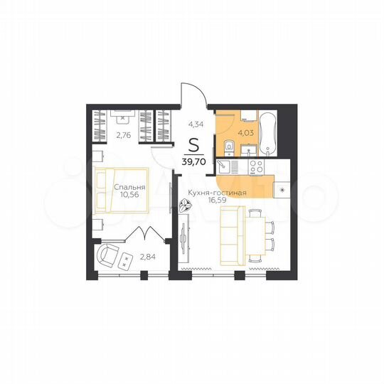 1-к. квартира, 39,7 м², 5/5 эт.