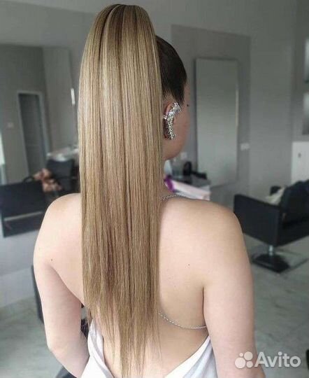 Хвост на резинке премиум, накладной хвост шиньон