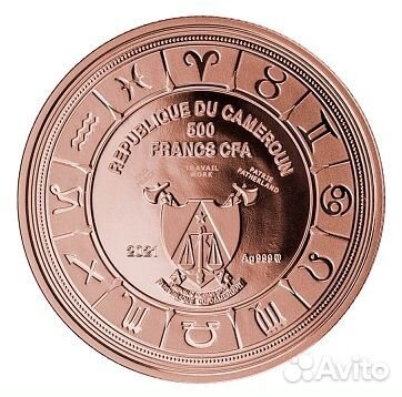 Монета медальон Рыбы Знаки Зодиака Камерун 2021 г