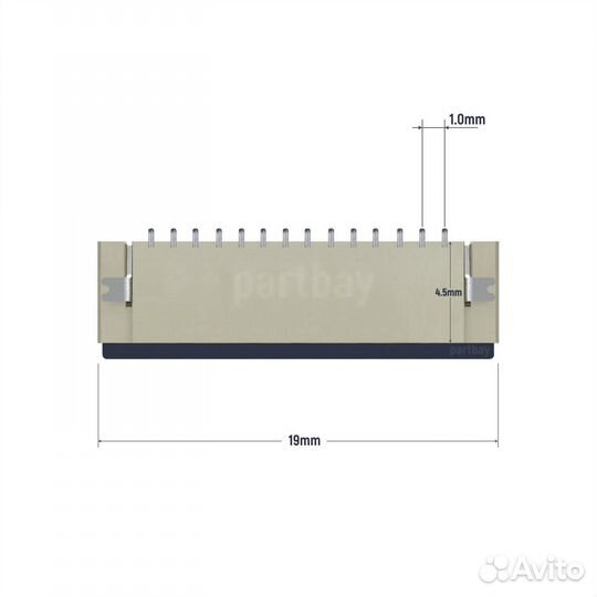 Коннектор для FFC FPC шлейфа 14-pin шаг 1.0mm ZIF