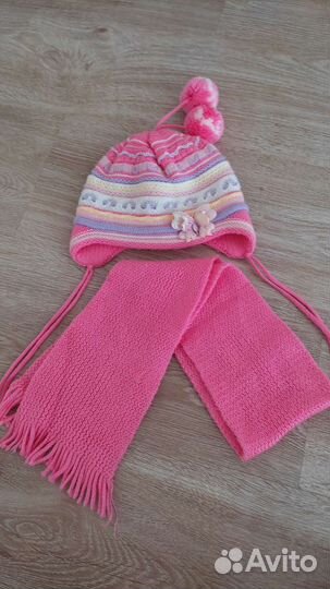 Зимняя шапка+шарф р. 50-54 3-6 лет