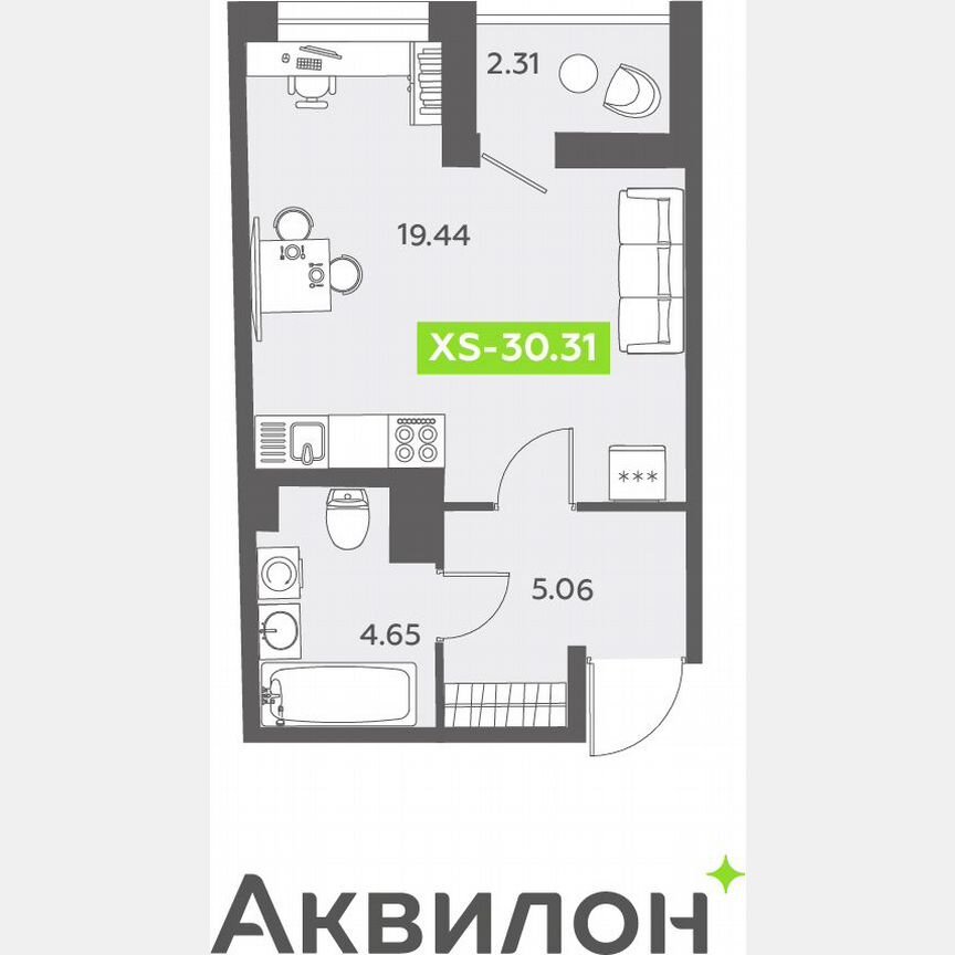 Квартира-студия, 30,5 м², 13/13 эт.