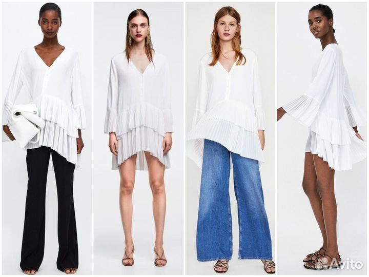 Платье блузка плиссе хит Zara L