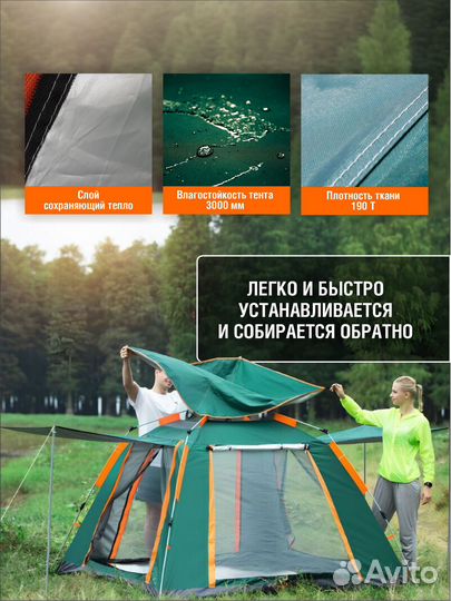 Палатка туристическая 4 местная новая
