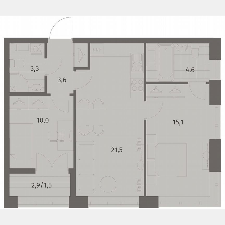 2-к. квартира, 59,6 м², 3/11 эт.