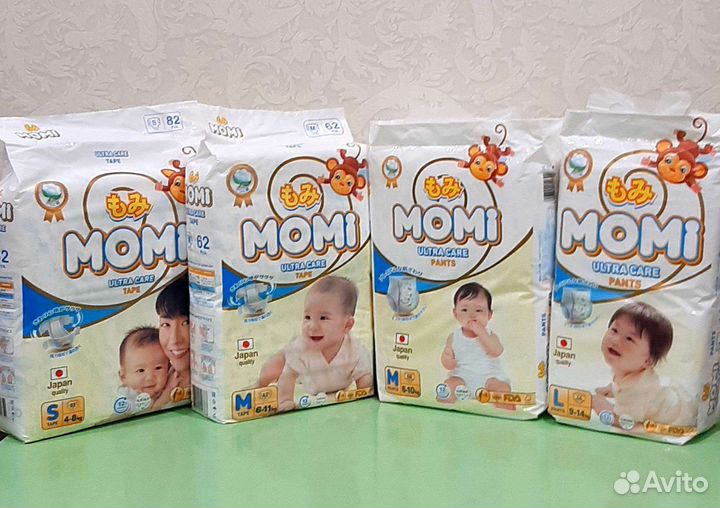 Подгузники и трусики momi ultra care 2,3,4