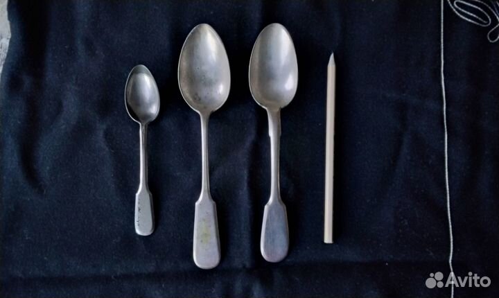 Ложки старинные (до 1917), латунные с серебрением