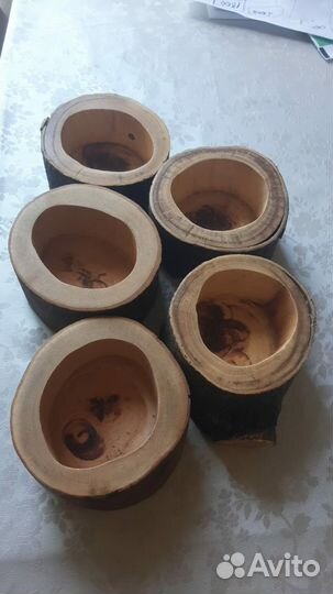 Подсвечники С корой из натурального дерева