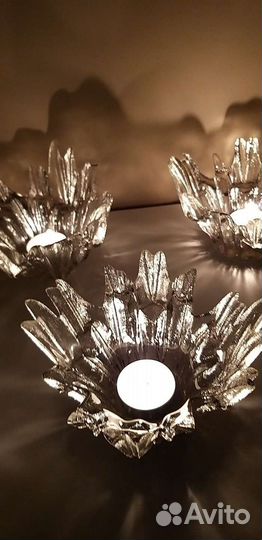 Подсвечники скандинавское ледяное стекло