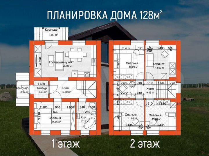 Дом 128 м² на участке 10 сот.