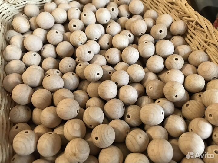 Деревянные бусины из бука разных размеров