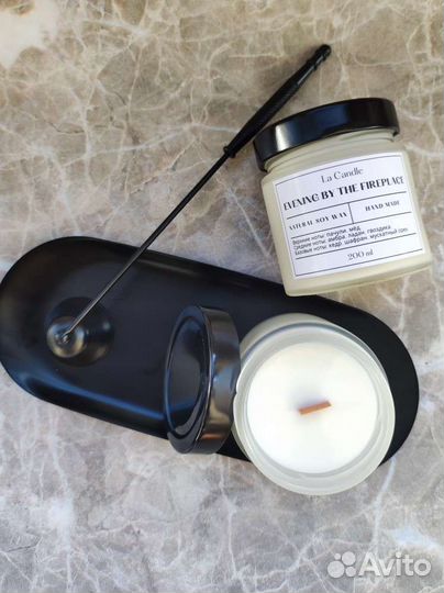 Соевая свеча с треском ручная работа