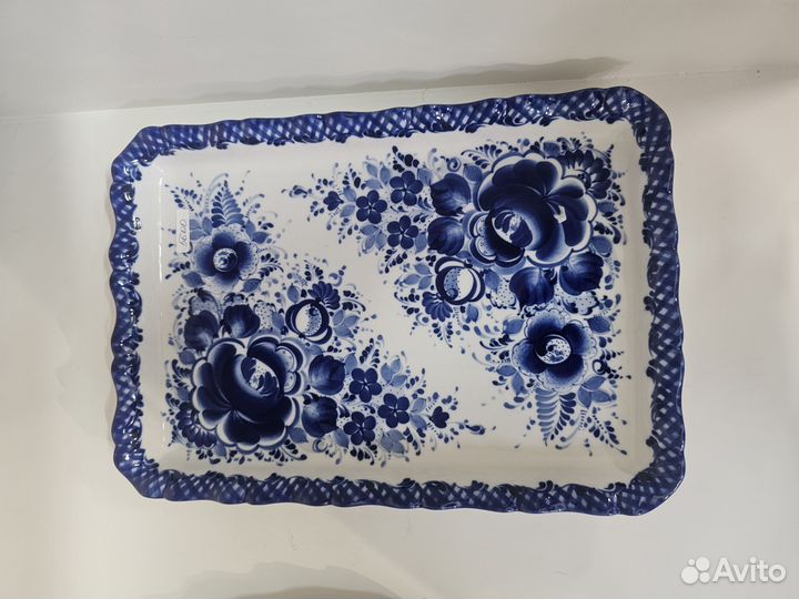 Лоток гжель блюдо автор Алёхин