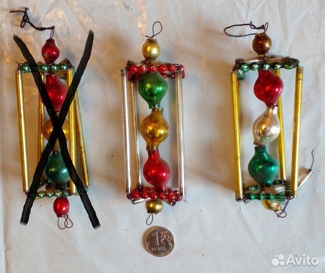 Елочные игрушки СССР стеклярус 50-е годы