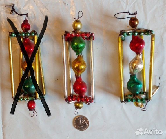 Елочные игрушки СССР стеклярус 50-е годы
