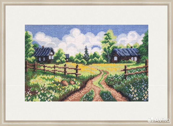 Вышитая картина Родная деревня