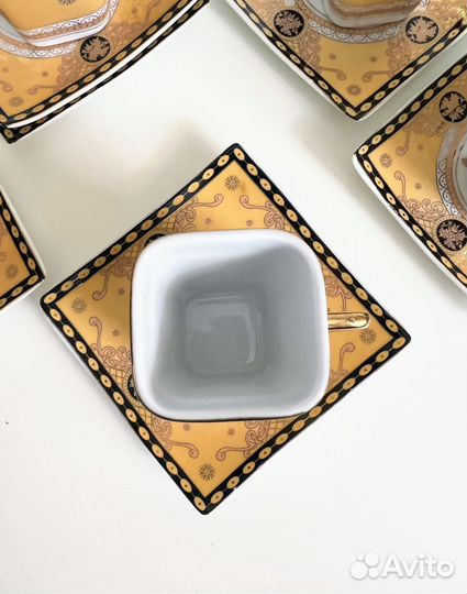 Кофейный сервиз чашки блюдца квадрат фарфор