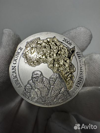 Руанда 50 франков 2008. Африканские гориллы.UNC