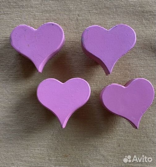 Мебельные ручки из дерева в форме сердца 4 шт