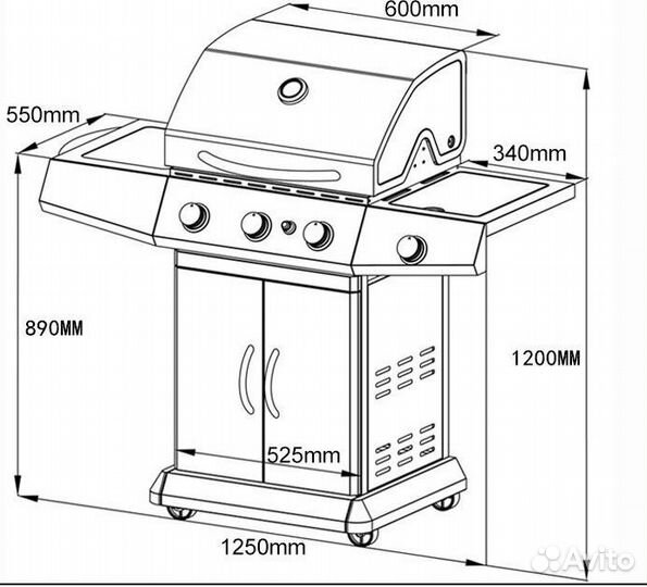 Газовый гриль барбекю BBQ +подарок Набор барбекю