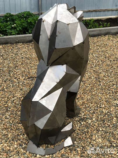 Лев полигональный. Скульптура льва из стали