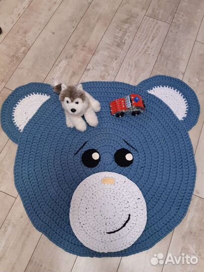 Вязаный детский коврик, Мишка Тедди, ручная работа