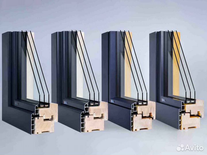 Ремонт окон, стеклопакет Двухкамерный RAL8055