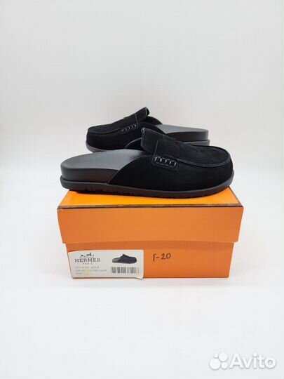 Женские замшевые сабо Hermes 2025-2026 черные