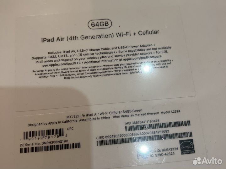 iPad air 4 64gb wifi+sim Новый