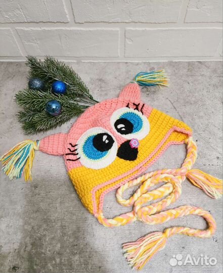 Шапки вязаные детские новые, весна, ручная работа