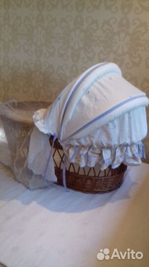 Люлька из натуральной соломки для новорожденного