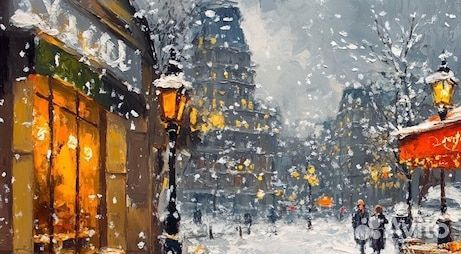 Картина текстурной пастой с душой Парижская зима
