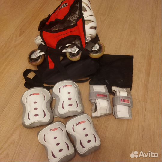 Ролики женские 39 р, рюкзак, защита в чехле