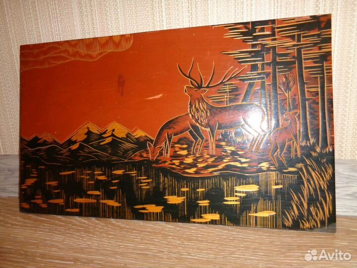 Картина-гравюра (резьба по дереву) СССР 70-е гг