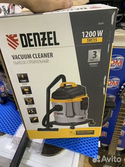 Л) Строительный пылесос SVC15 Denzel 1200W(48320)