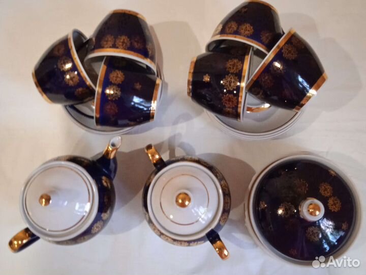 Чайный сервиз Полонное Кобальт. лфз СССР