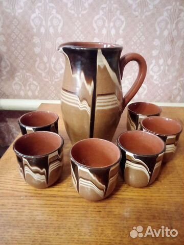 Кувшин и 6стопок Керамика Троян Болгария