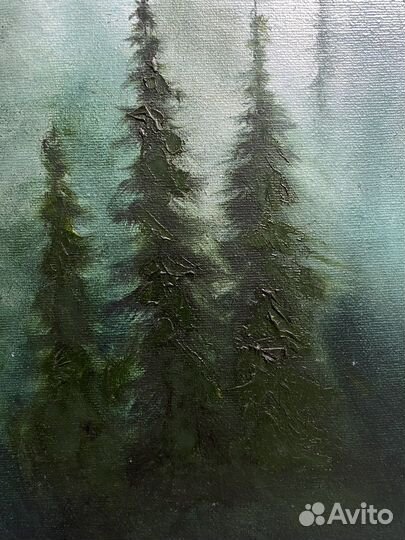 Картина маслом лесной пейзаж 60х50 см