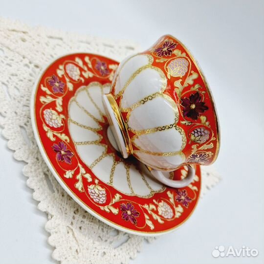 Чайная Пара Красный фарфорист Эталонный образец