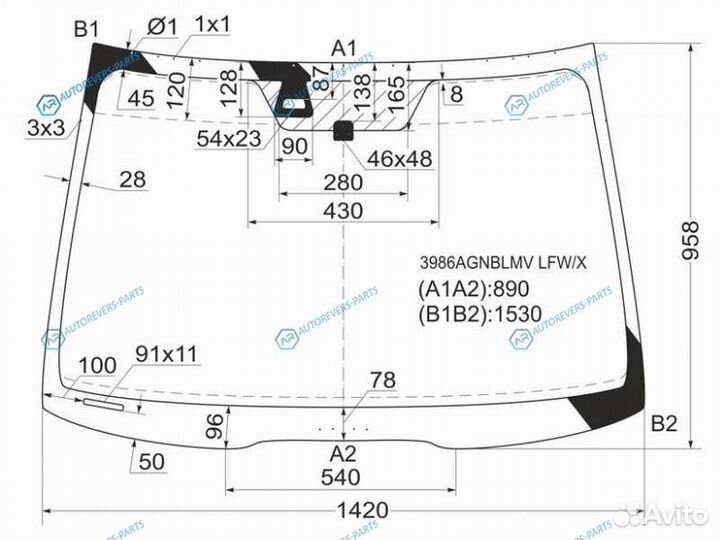 3986agnblmv lfwx Стекло лобовое + дд honda accord