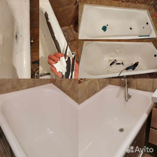 Восстановление покрытия ванн акрилом, мрамором