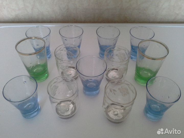 Хрустальные рюмки стопки цветные стекло